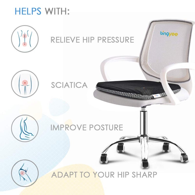 bingyee Gel Seat Cushion 1.8 Inch Thick Seating Pad Orthopedic Chair Cushions for Pressure Relief Gel Pads for Office Chair, Car, Home, Wheelchair, Kayak Cushion, Stadium Cushion - Image 5